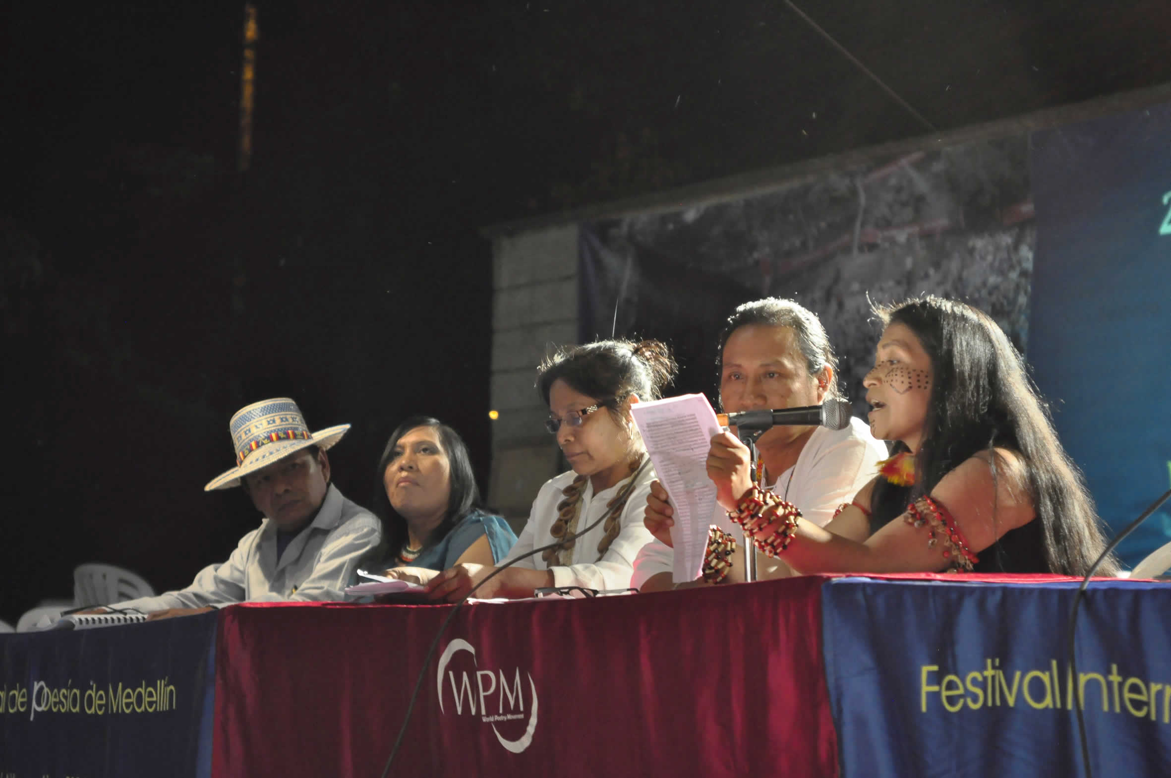 José Ángel Fernández (la República Bolivariana de Venezuela, Nación Wayuu), Morela Maneiro (República Bolivariana de Venezuela, Nación Kariña), Anastasia Candre Yamakuri (Colombia, Nación Ocaima), Manipiniktikinia (Panamá, Nación Tule-Kuna), María Clara Sharupi (Ecuador, Nación Shuar).