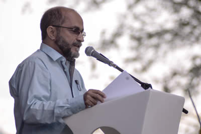 Lectura de Orlando Gallo (Colombia). © #25FIPM. Photo: Sara Marin